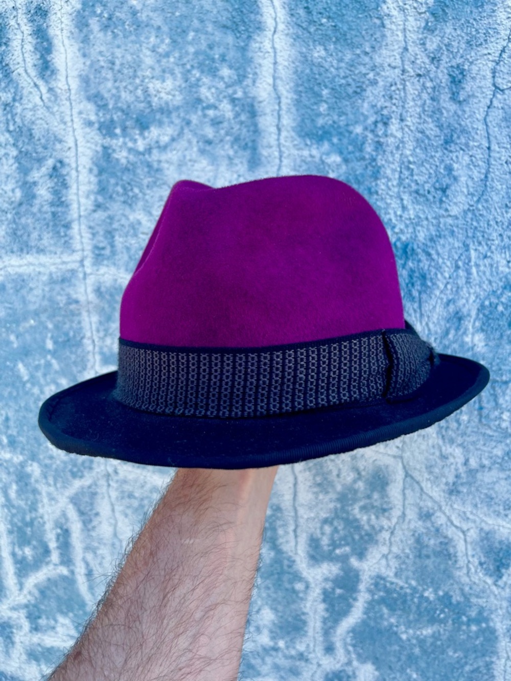 Men's Purple Fedora Hat with Black Trim
